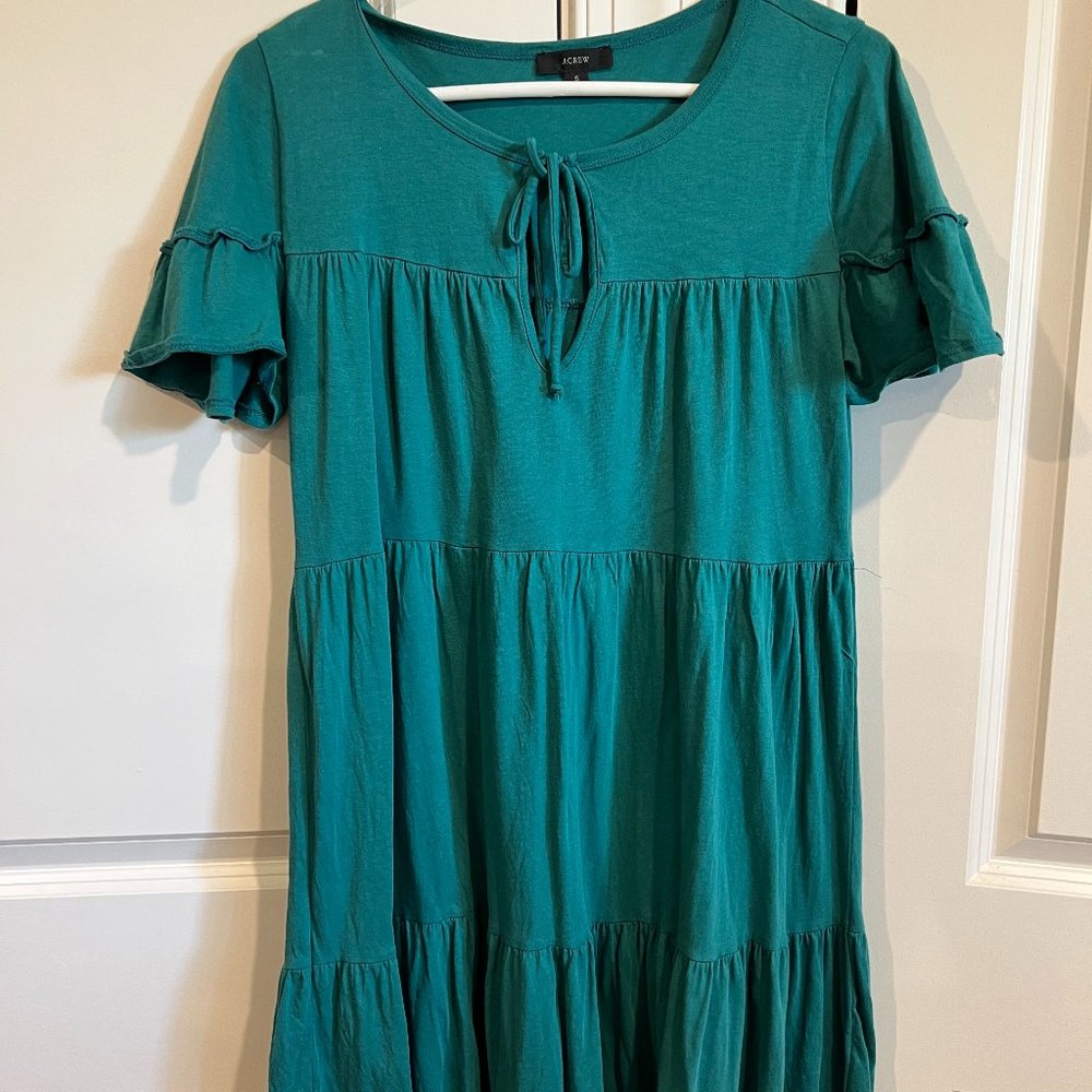 Green/Teal J.Crew flutter cotton dress